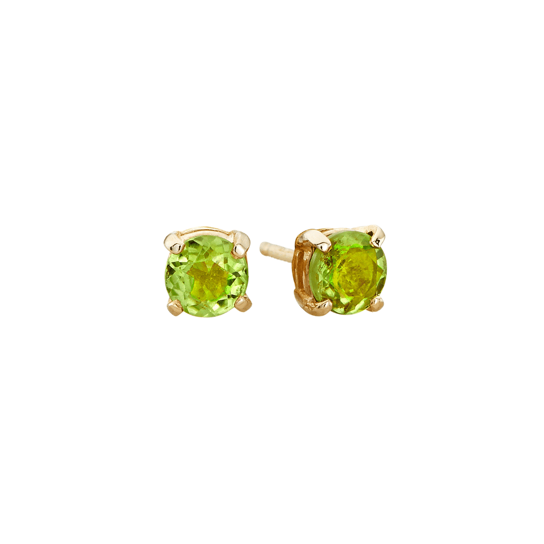 14k Yellow Gold and .50 Total Weight Peridot Stud Earrings
