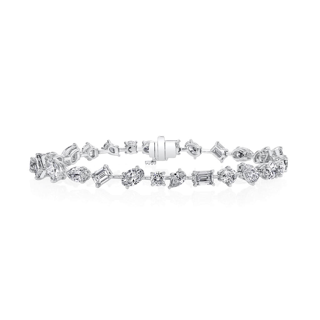 Platinum and 8.63 Total Weight Mix Shape Diamond Bracelet
