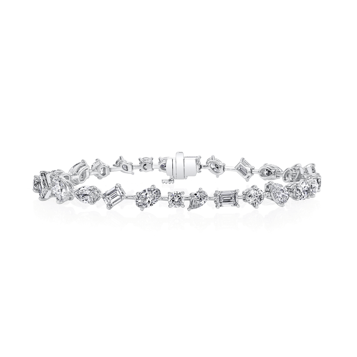 Platinum and 8.63 Total Weight Mix Shape Diamond Bracelet