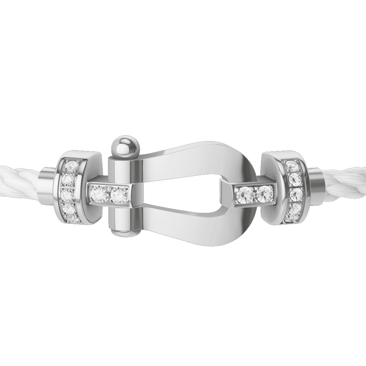 FRED Force 10 White Cord with 18k Half Diamond MD Buckle, Exclusively at Hamilton Jewelers