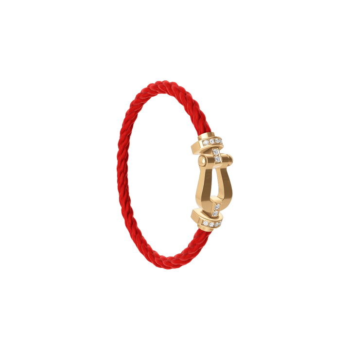 FRED Force 10 Red Cord with 18k Yellow LG Half Diamond Buckle, Exclusively at Hamilton Jewelers