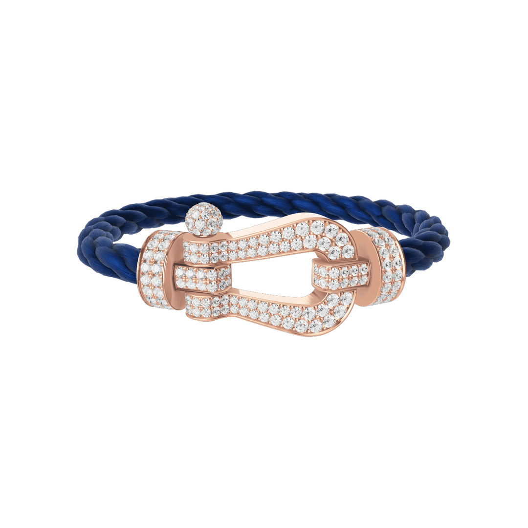 FRED Force 10 Navy Cable with 18k Rose Gold Extra LG Full Pave Diamond Buckle, Exclusively at Hamilton Jewelers