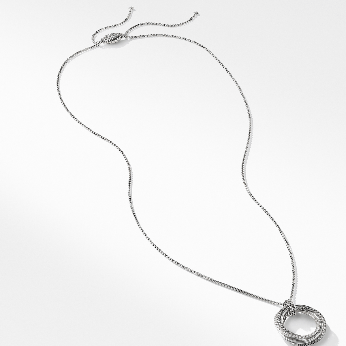 David Yurman Crossover Pendant Necklace in Sterling Silver with Pavé Diamonds