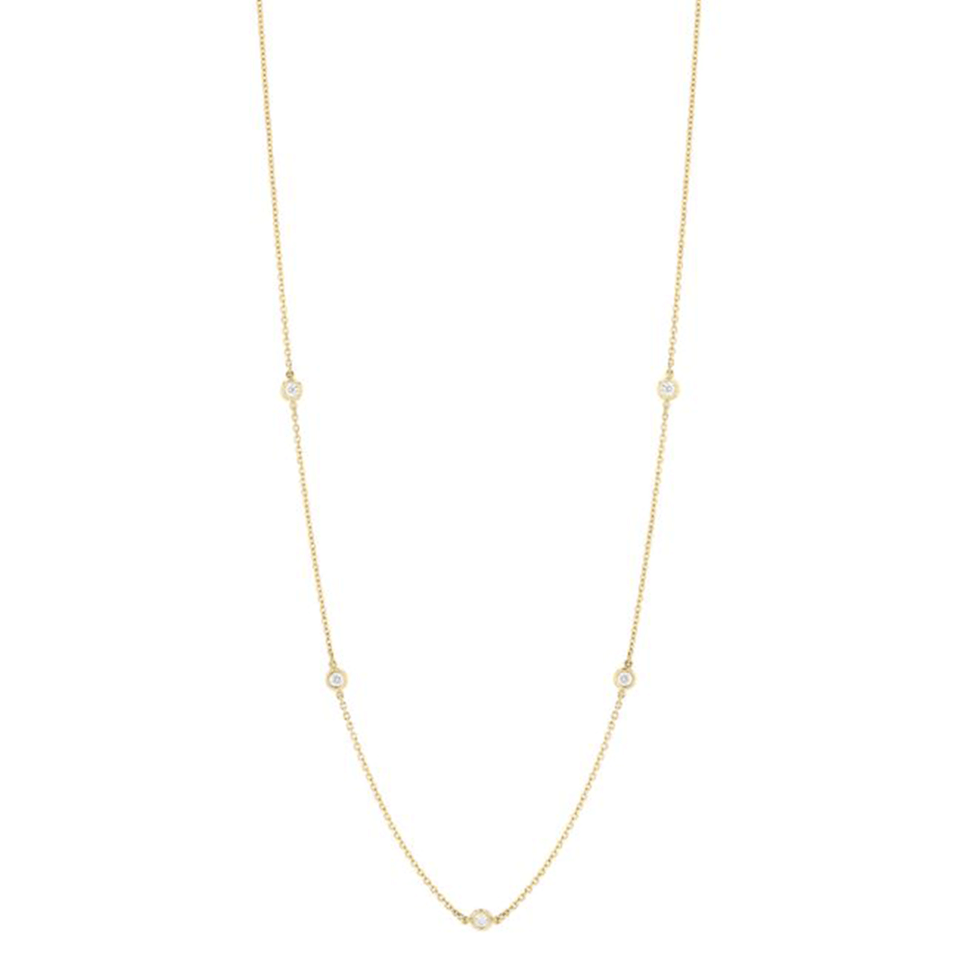14k Yellow Gold and .25 Total Weight Diamonds By The Yard Necklace