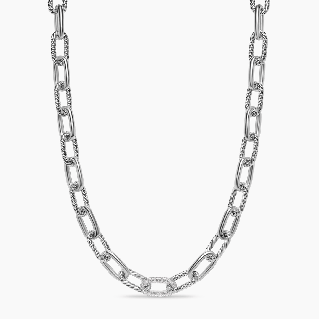 David Yurman Madison Chain Necklace Sterling Silver with Diamonds, 11mm