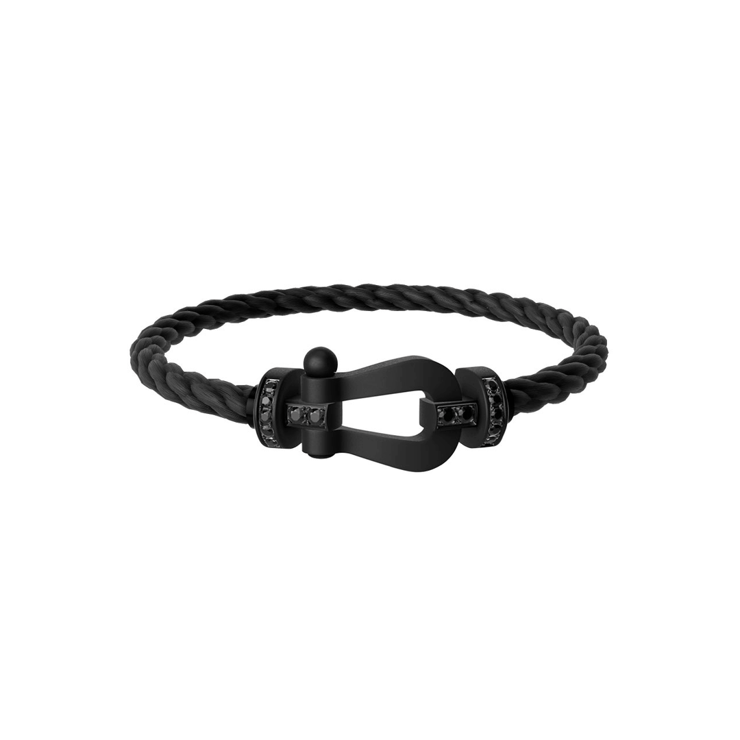 FRED Force 10 Black Cord with Black Titanium Half Diamond LG Buckle, Exclusively at Hamilton Jewelers