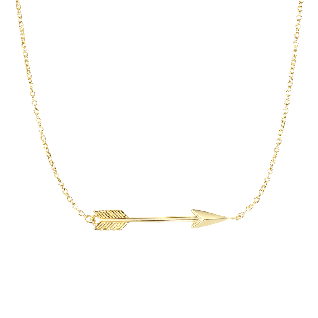 14k Yellow Gold Sideways Arrow Necklace