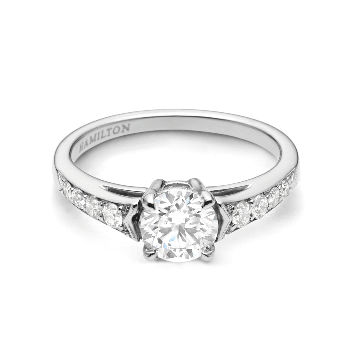 Hamilton 1912 Collection 18k White Gold and 0.25 Total Weight Diamond Engagement Mounting Ring