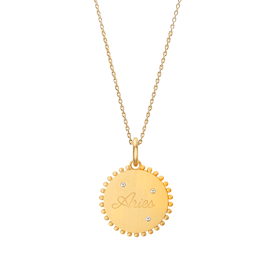 Rondel Jewelry 18k Yellow Gold Diamond Aries Zodiac Charm