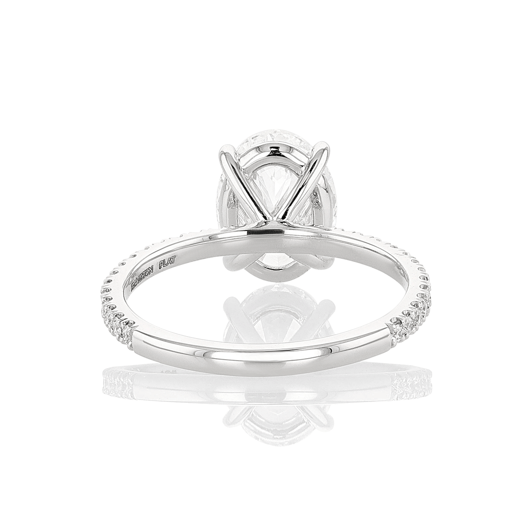 Platinum and 2.60 Total Weight Oval Shape Solitaire Diamond Ring