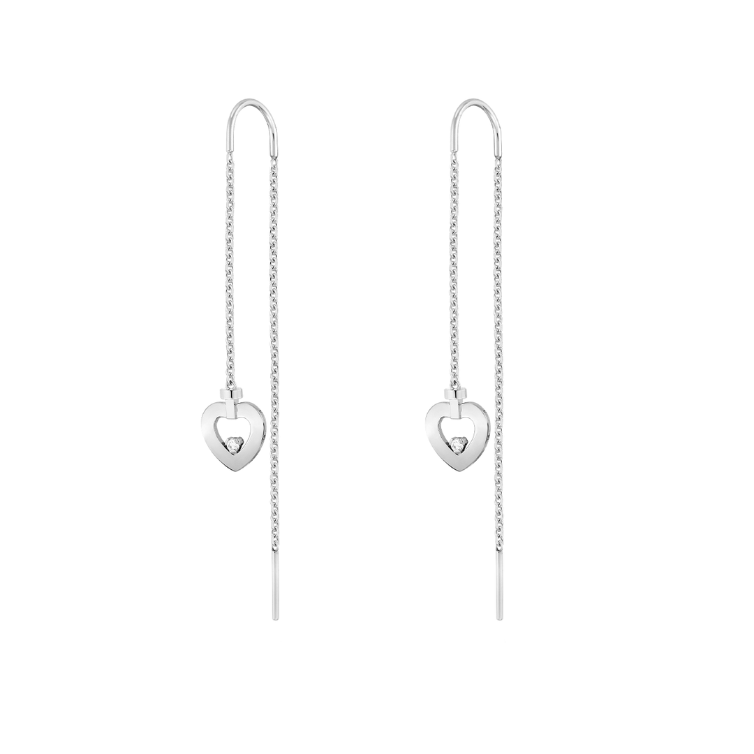 Fred Pretty Woman 18k White Gold and Diamond Heart Chain Earrings, Exclusively at Hamilton Jewelers