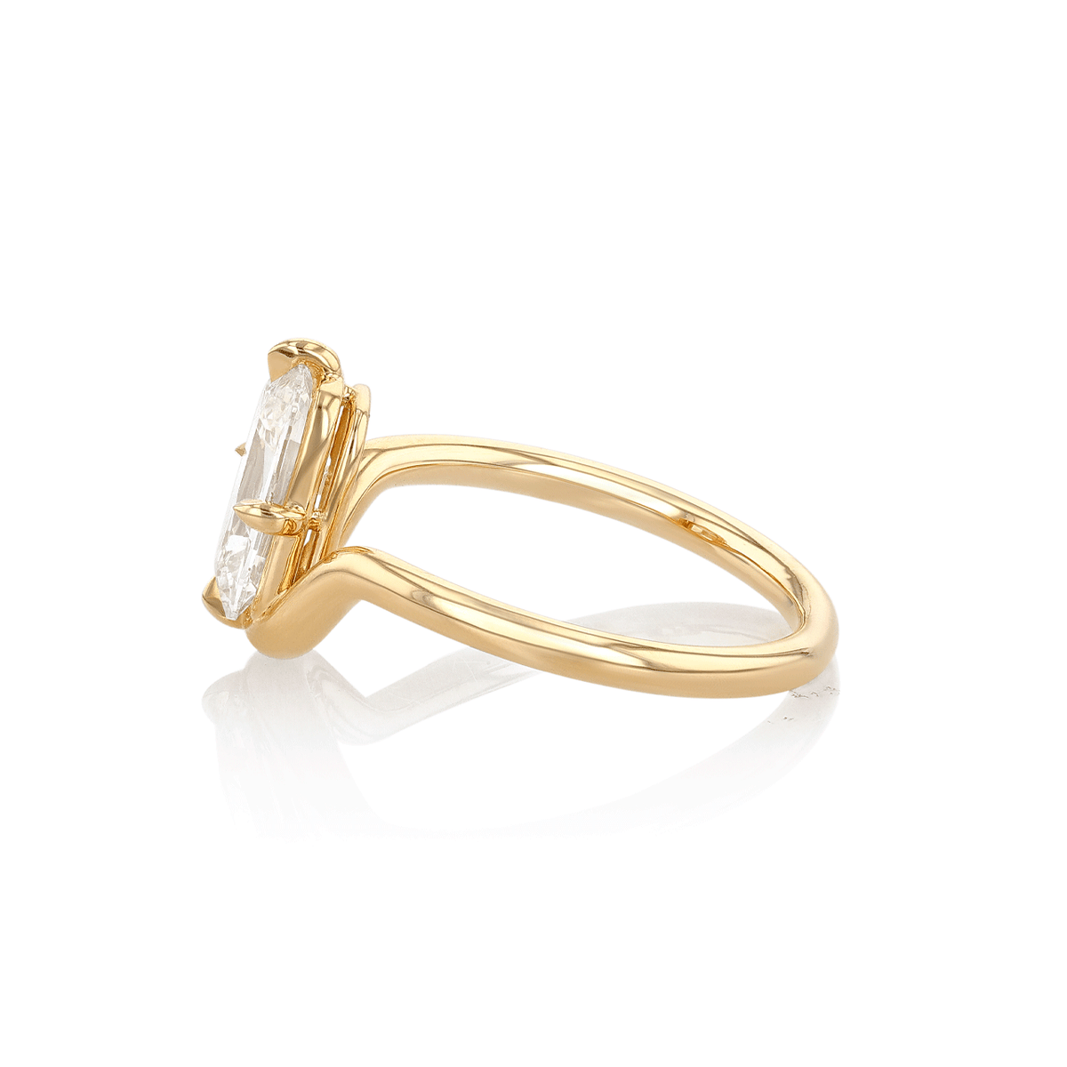 18k Yellow Gold and Cushion Cut Diamond 1.50 Total Weight Engagement Ring