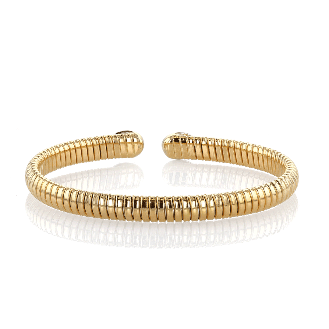 Hamilton 1970's Collection 18k Yellow Gold and 0.19 Total Weight Diamond Lapis Woven Cobra Bracelet