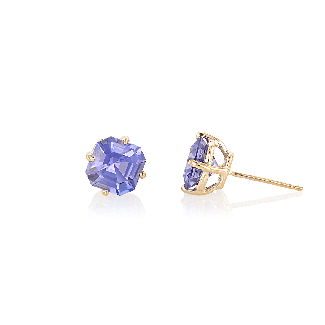 Hamilton Caroline Collection 18k Yellow Gold and Tanzanite Stud Earrings