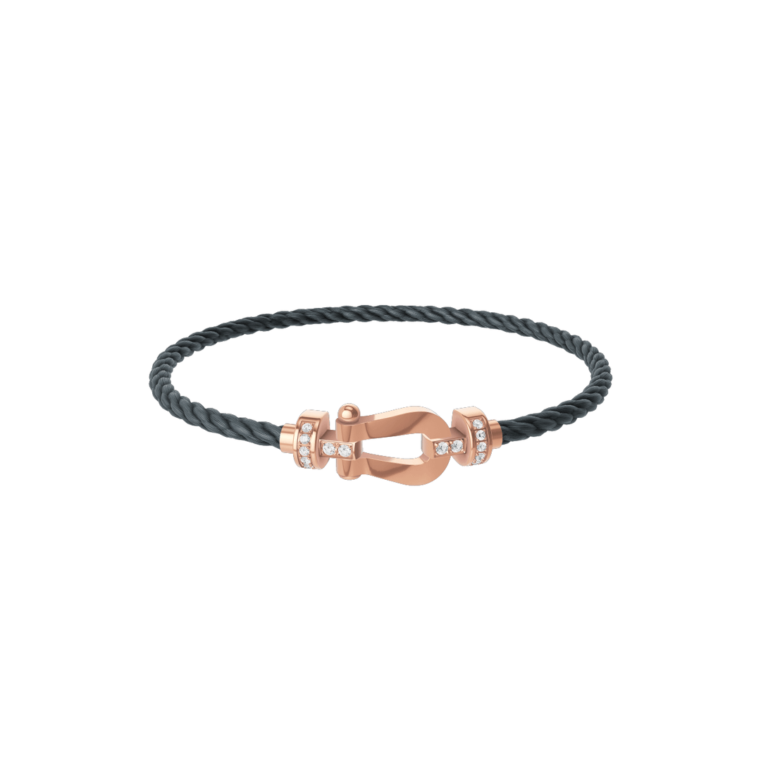 FRED Force 10 Storm Grey Cord 18k Rose Half Diamond MD Buckle, Exclusively at Hamilton Jewelers