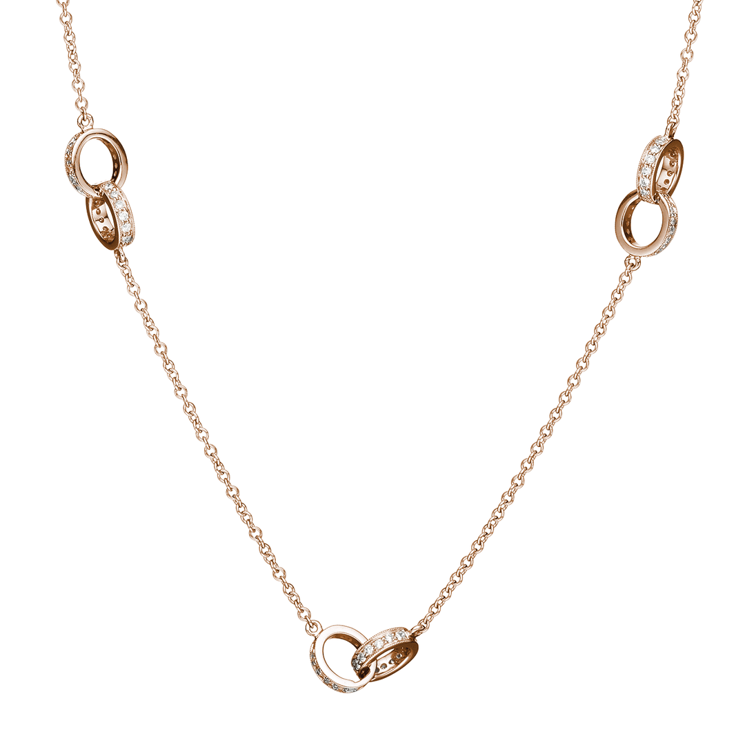 Hamilton Eternity 18k Rose Gold and Diamond 2.92 Total Weight 30 Inch Necklace