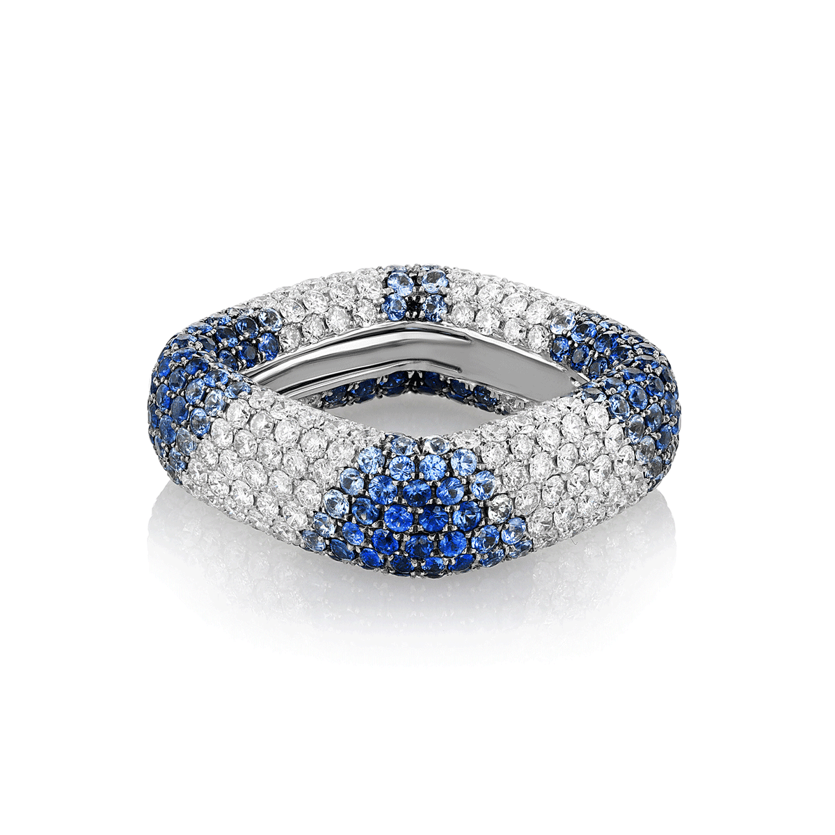 18k White Gold Blue Sapphire and Diamond Eternity Band