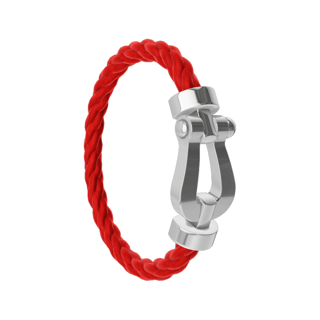 FRED Force 10 Red Cable with 18k White Gold Extra LG Buckle, Exclusively at Hamilton Jewelers