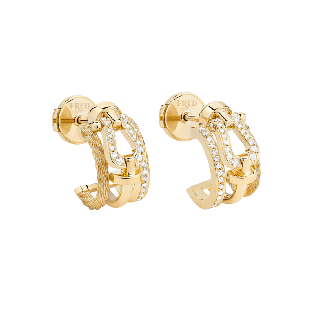 FRED Force 10 Rise 18k Yellow Gold and Diamond 12mm Hoops