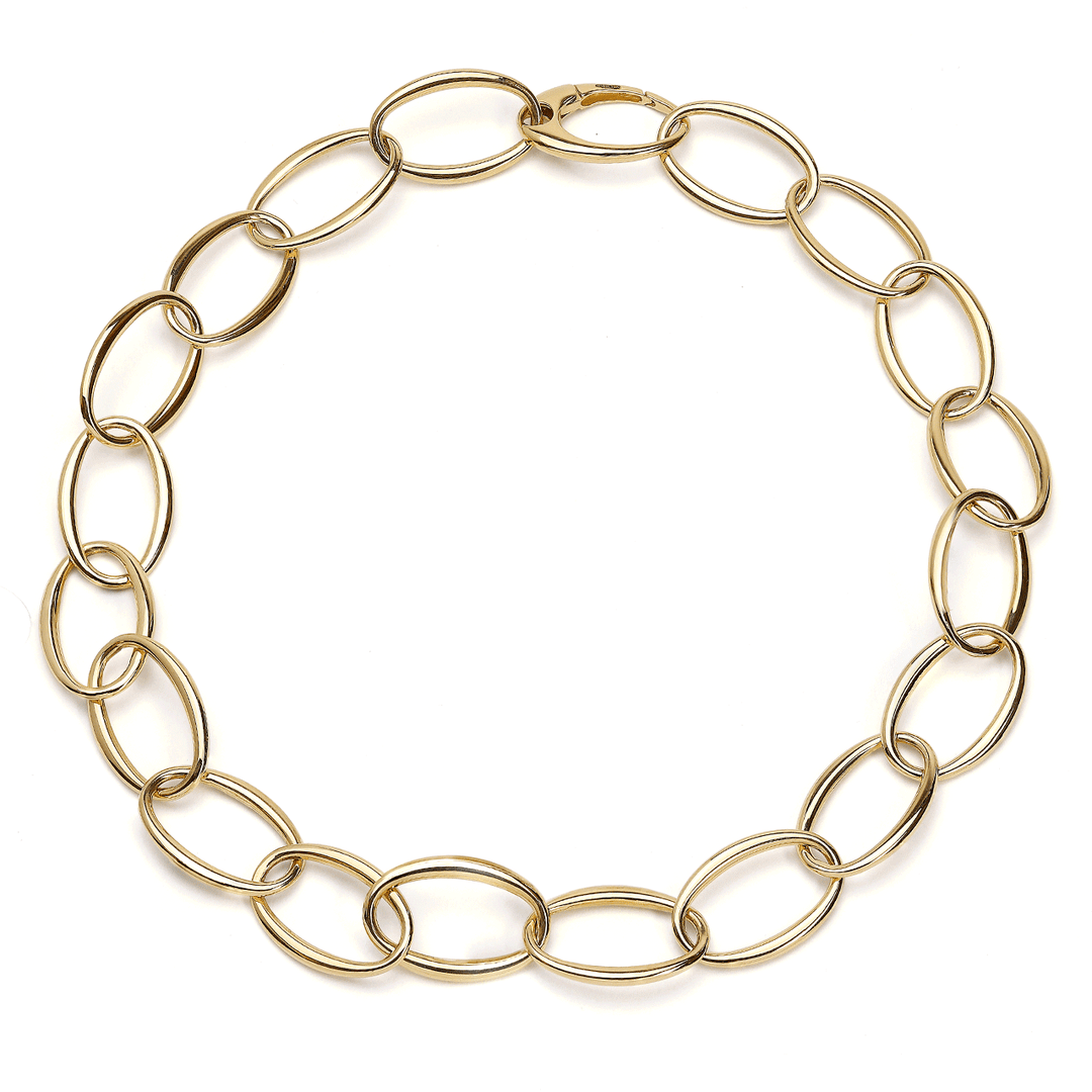 Hamilton Collection 18k Yellow Gold 18 Inch Serif Oval Link Necklace