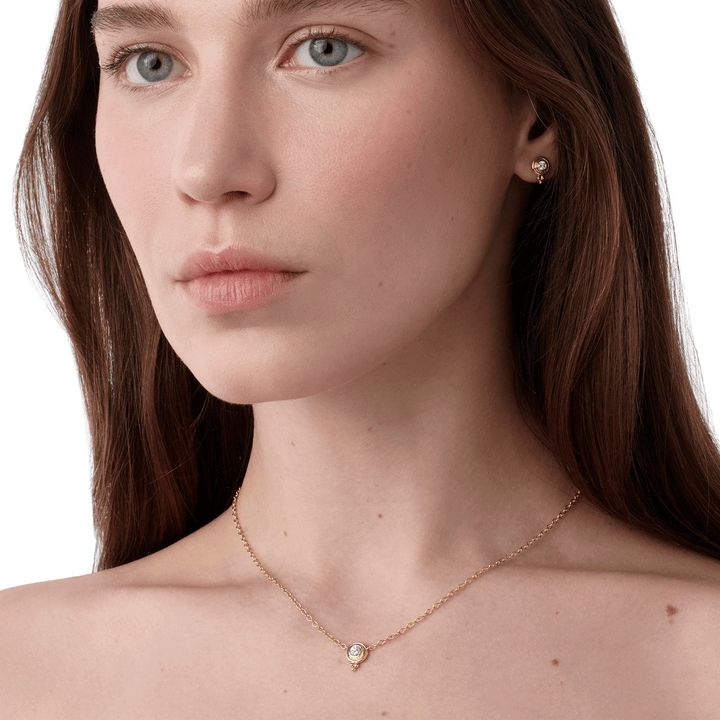 Temple St. Clair 18k Yellow Gold Single Diamond Temple Necklace