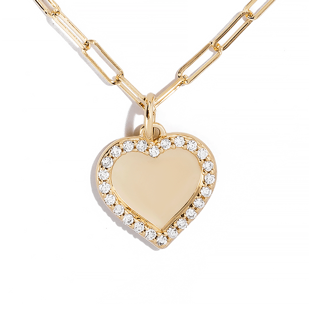 Hamilton Collection 18k Yellow Gold Heart and Diamond .24 Total Weight Pendant with Chain