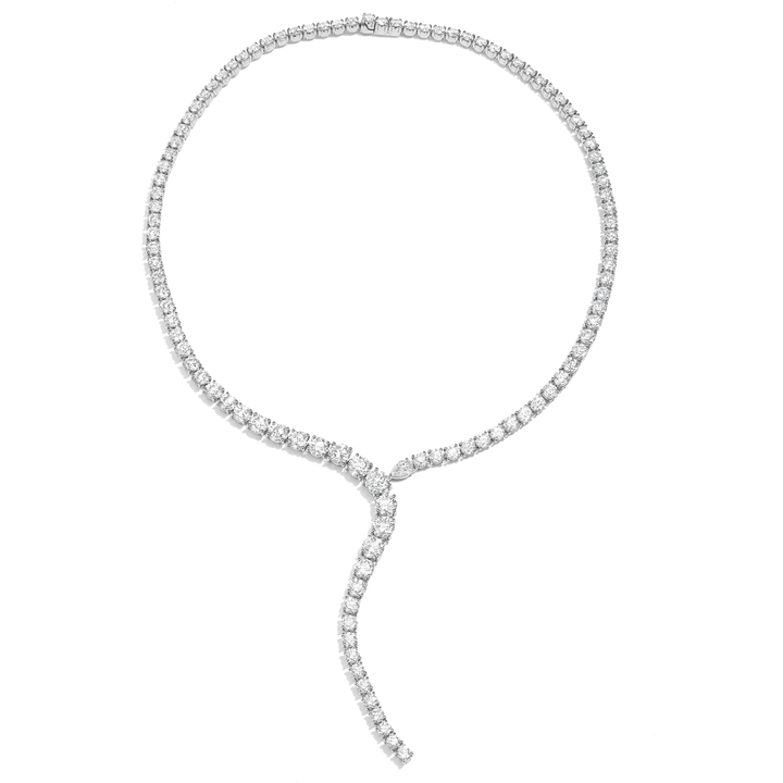 18k White Gold and 28.27 Total Weight Diamond Y Necklace