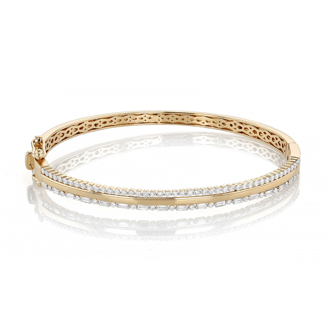 14k Yellow Gold and 1.01 Total Weight Diamond Three Row bracelet