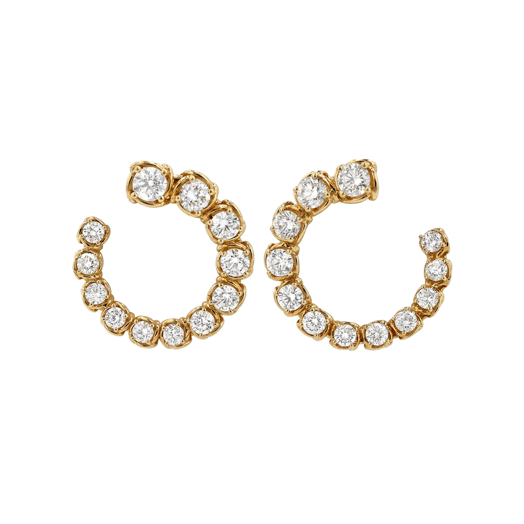 Hamilton Duet Collection 18k Yellow Gold Hoops Natural Diamonds 2.05 Total Weight