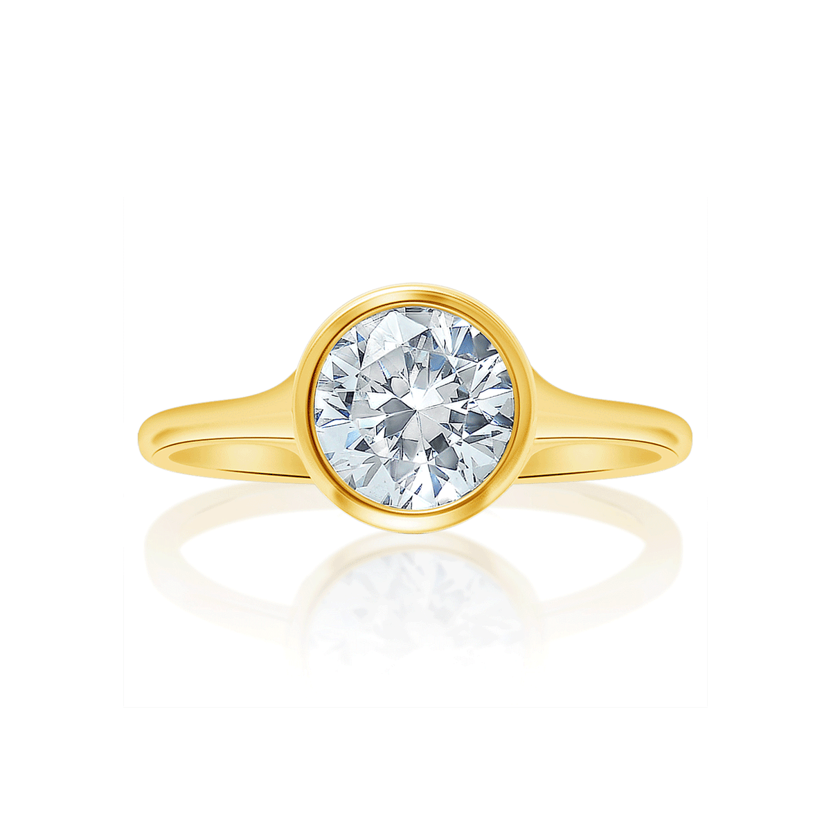 18k Yellow Gold Bezel Engagement Ring Mounting