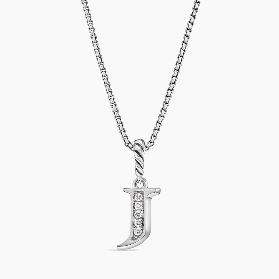 David Yurman Pavé Initial Pendant Necklace in Diamond J