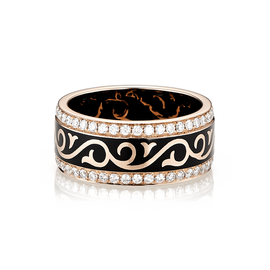 18k Rose Gold and Black Enamel Ring