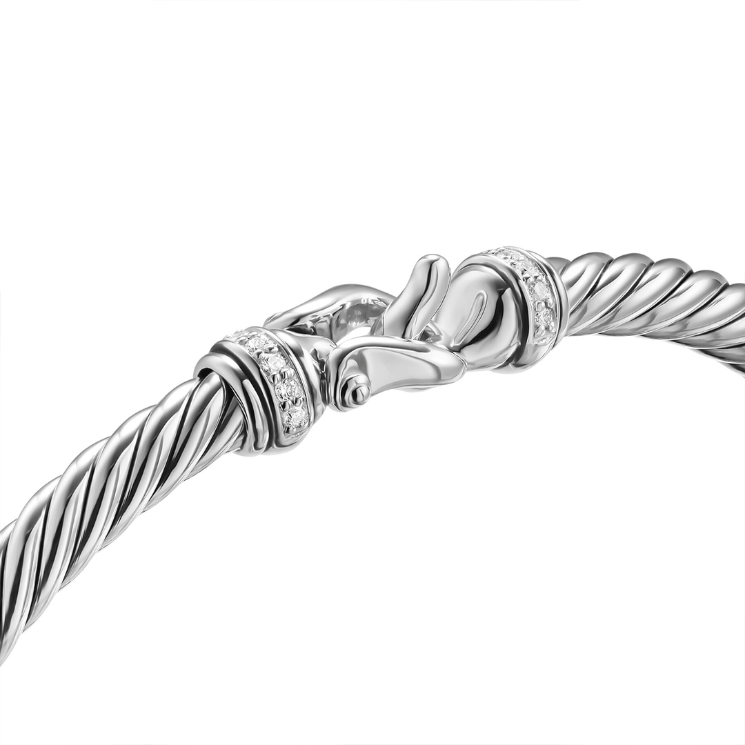 David Yurman Cable Flex Buckle Bracelet Sterling Silver with Diamonds, 4mm