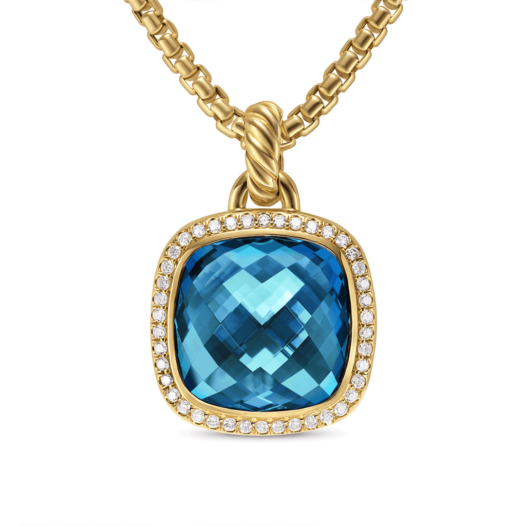 David Yurman Albion® Pendant 18K Yellow Gold with Hampton Blue Topaz and Diamonds 15mm