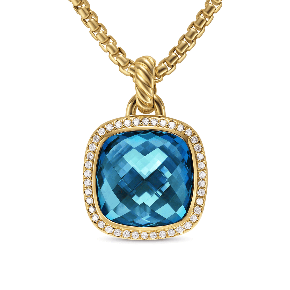 David Yurman Albion® Pendant 18K Yellow Gold with Hampton Blue Topaz and Diamonds 15mm