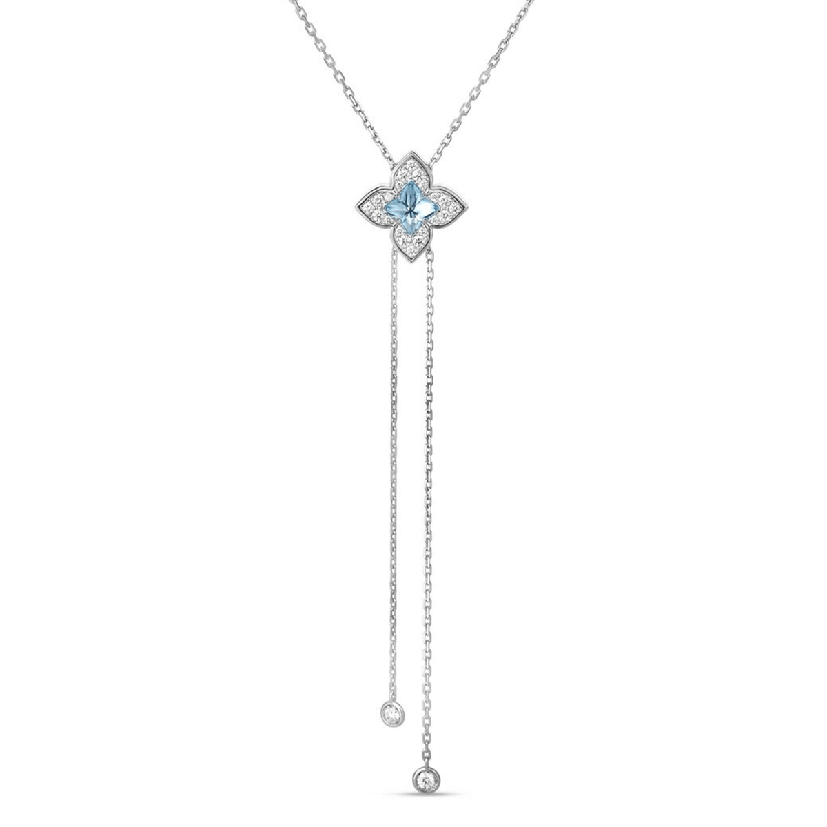 Roberto Coin Venetian Princess Carnival 18k White Gold Blue Topaz And Diamond Lariat Necklace