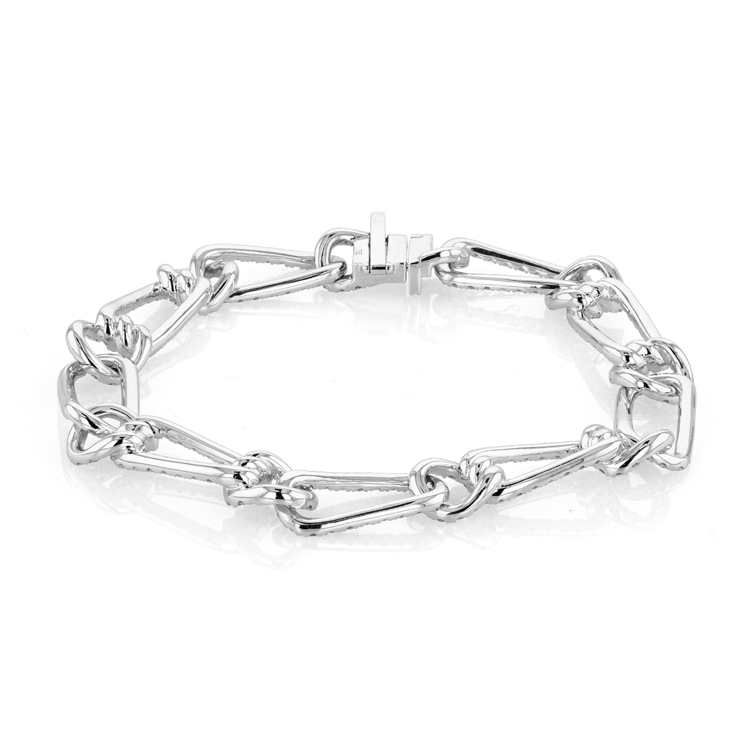 18k White Gold and 4.35 Total Weight Diamond Link Bracelet