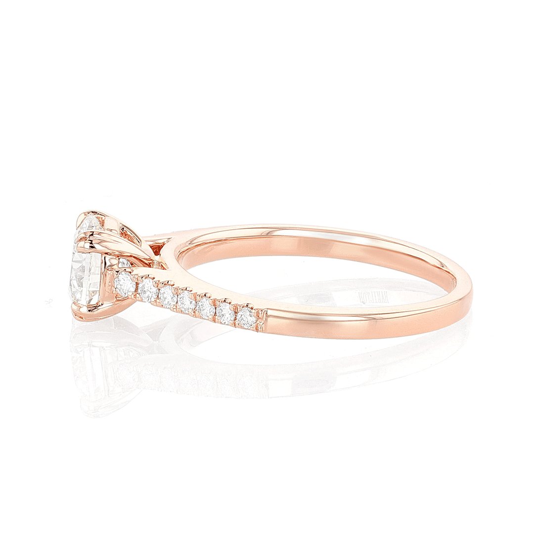 Hamilton Cherish Collection 18k Rose Gold and 1.04 Total Weight Diamond Micro Prong Engagement Ring