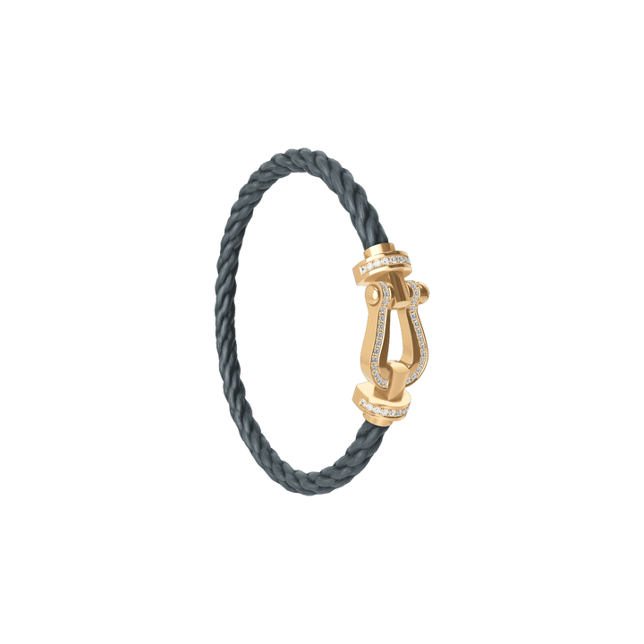 FRED Force 10 Storm Grey Cord 18k Yellow Full Diamond LG Buckle, Exclusively at Hamilton Jewelers