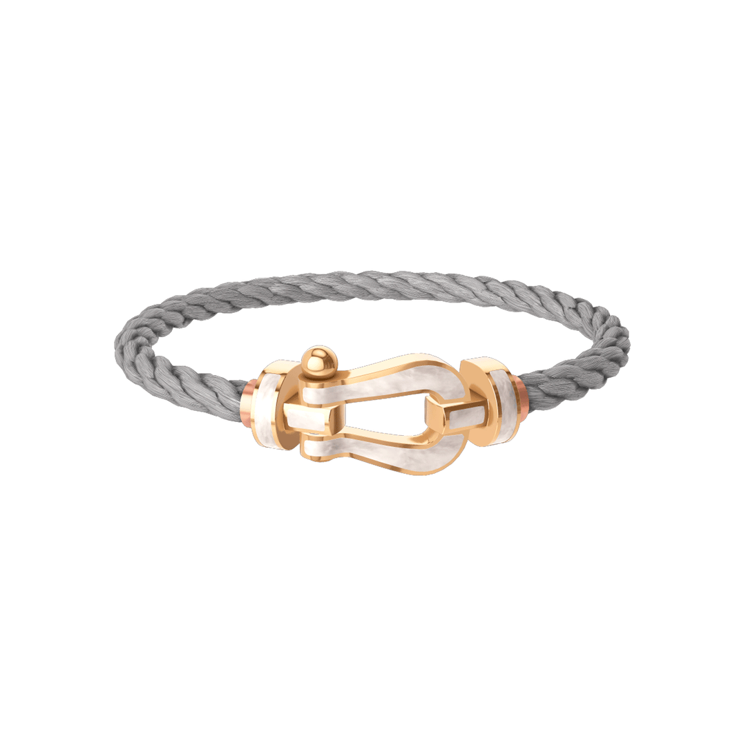 FRED Steel Cord Bracelet with 18k Pearl LG Buckle, Exclusively ay Hamilton Jewelers