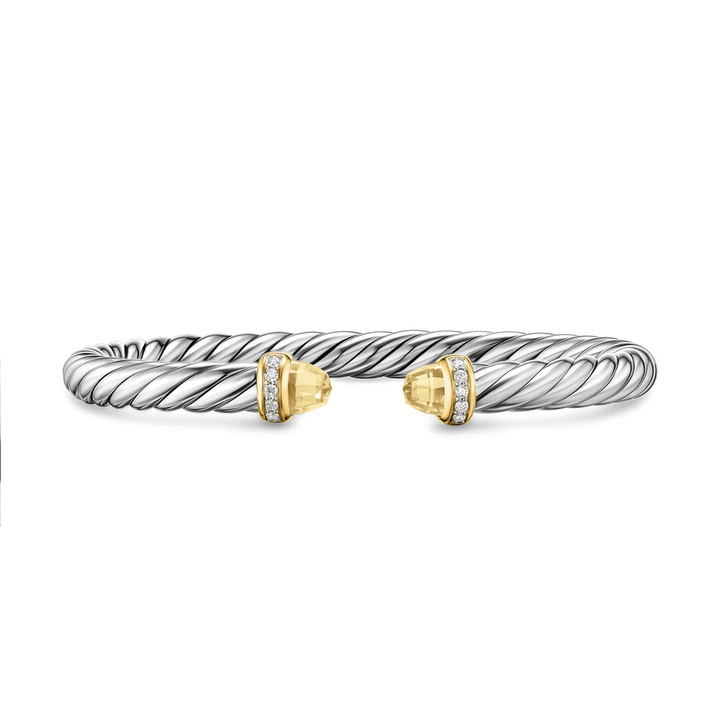 David Yurman Sterling Silver with Citrine and Diamonds, 6mm Cable Flex® Bracelet