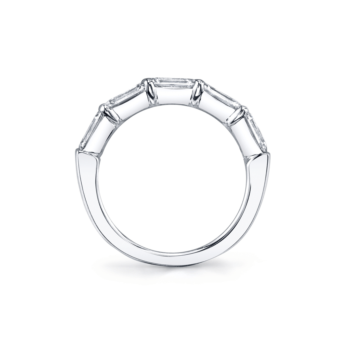 Platinum and Emerald Cut Diamond 2.52 Total Weight Diamond Band