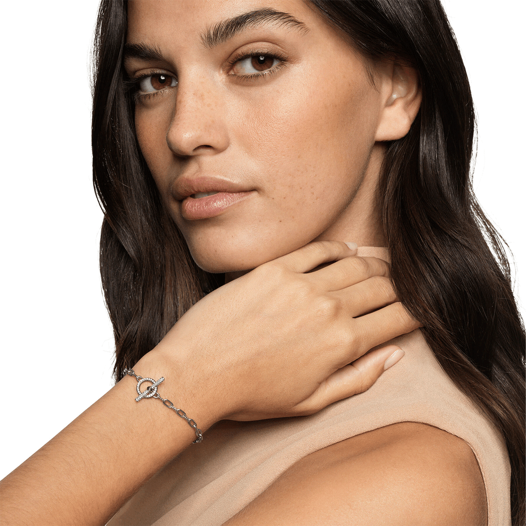 David Yurman Madison Pavé Toggle Chain Bracelet Sterling Silver with Diamonds, 3mm