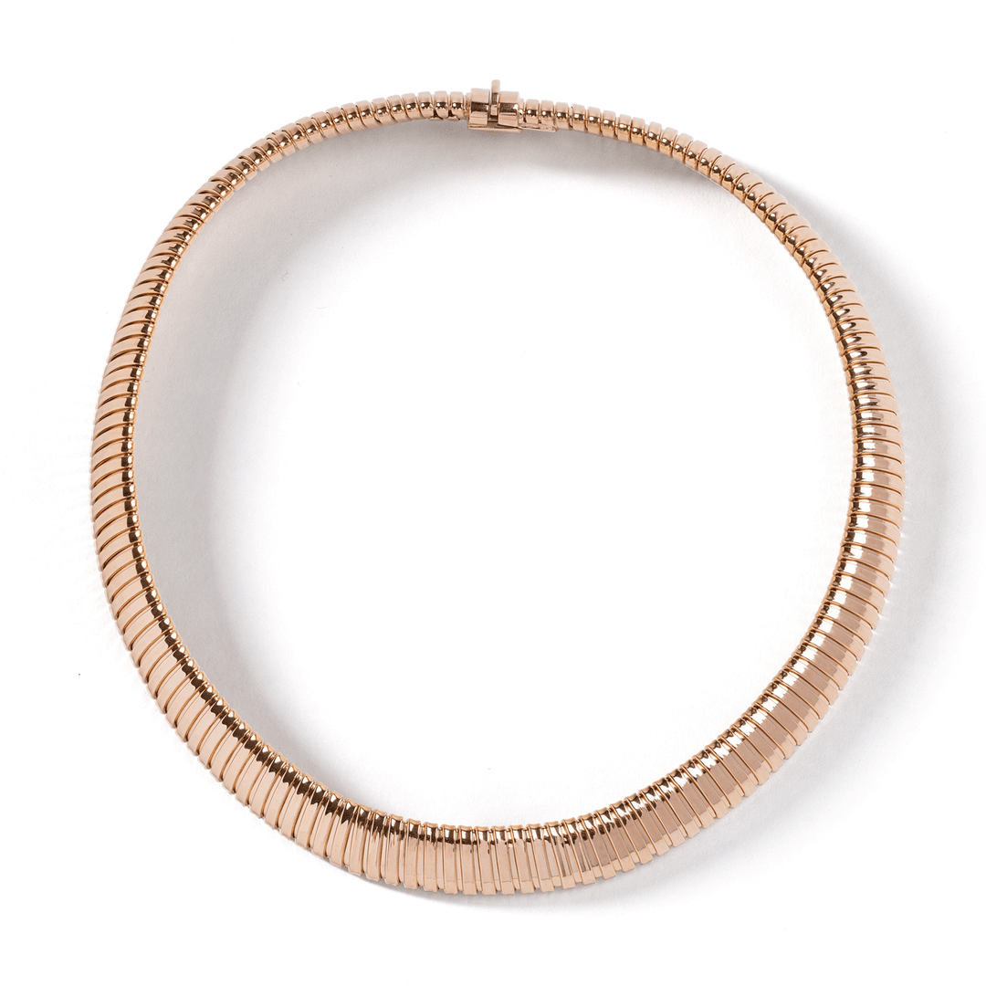 1970's 18k Rose Gold 12mm Woven Cobra Necklace
