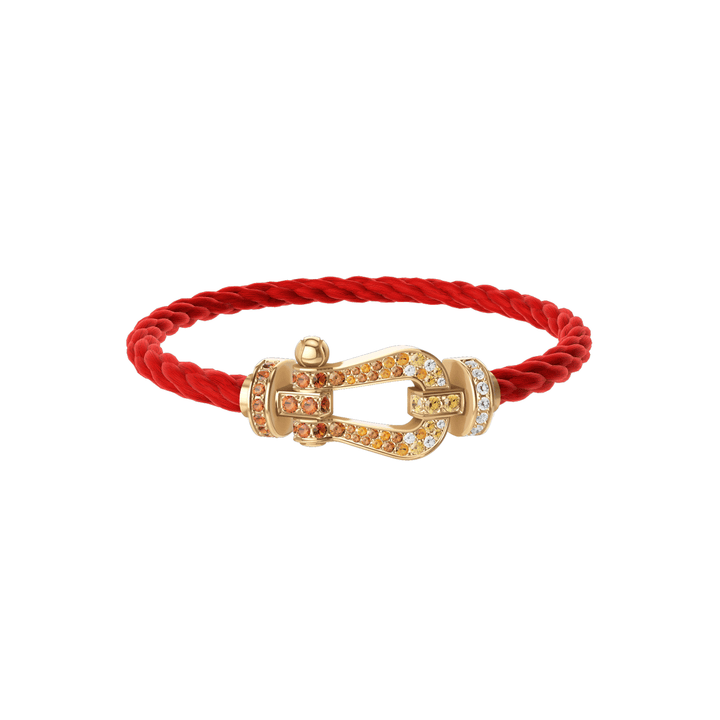 Fred FORCE 10 Blue Cable 18k Yellow Gold diamond paved and colored gem stones LG Buckle, Exclusively at Hamilton Jewelers