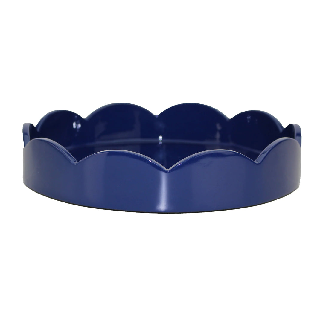 Navy Small Round Scalloped Tray