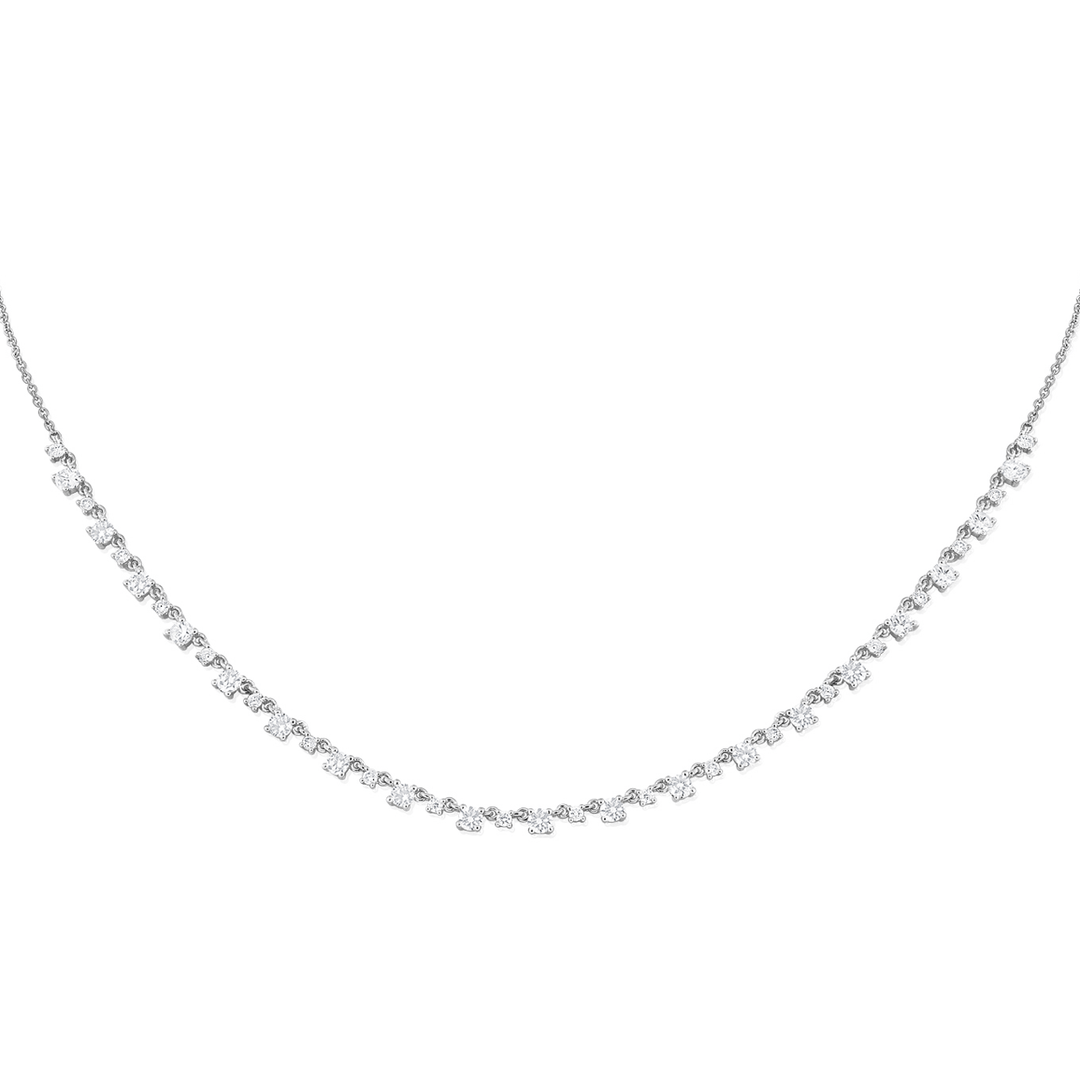 14k White Gold and Diamond 1.70 Total Weight 18 Inch Necklace