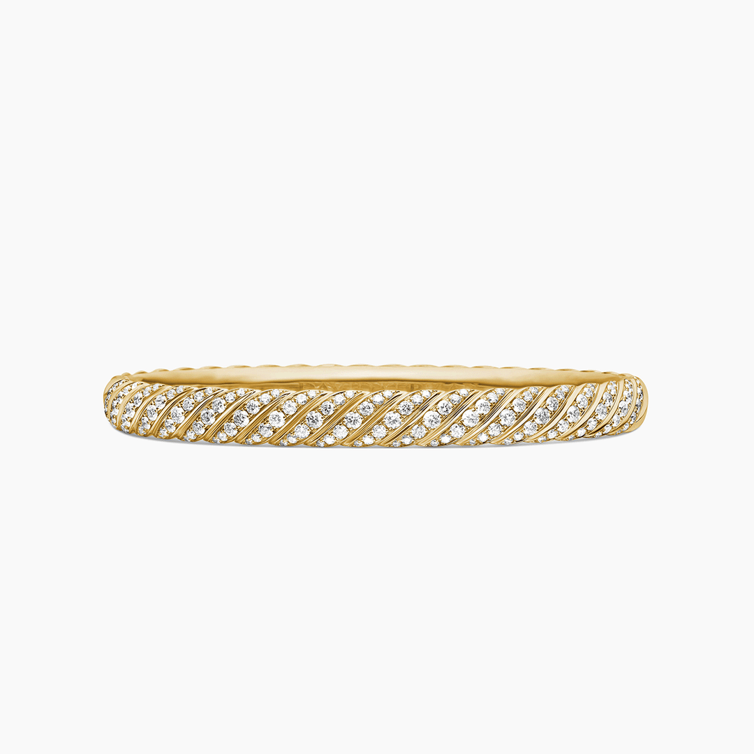 David Yurman Sculpted Cable Bangle Bracelet 18k Yellow Gold with Diamonds, 6.2mm