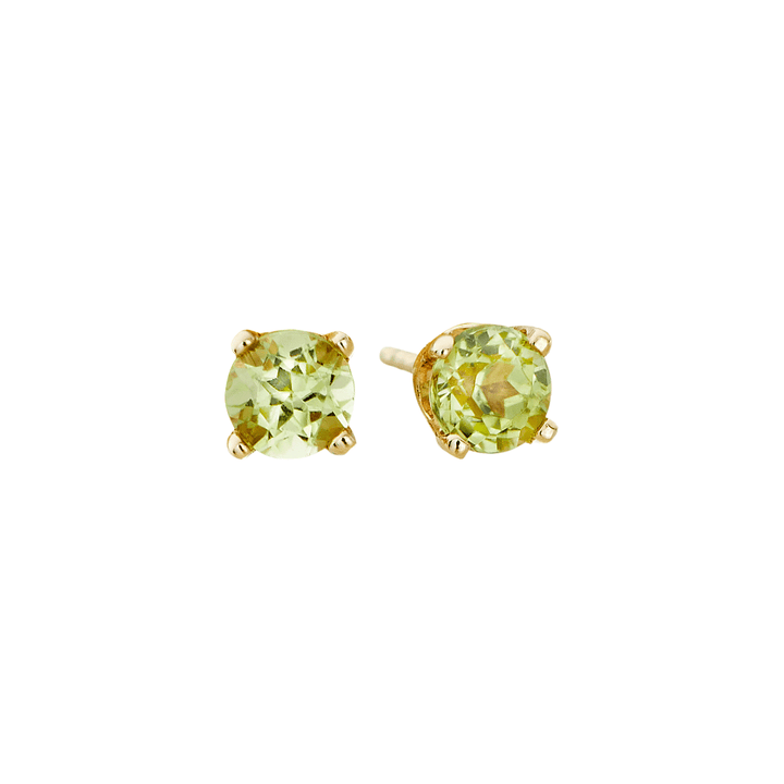 14k Yellow Gold and .20 Total Weight Peridot Stud Earrings