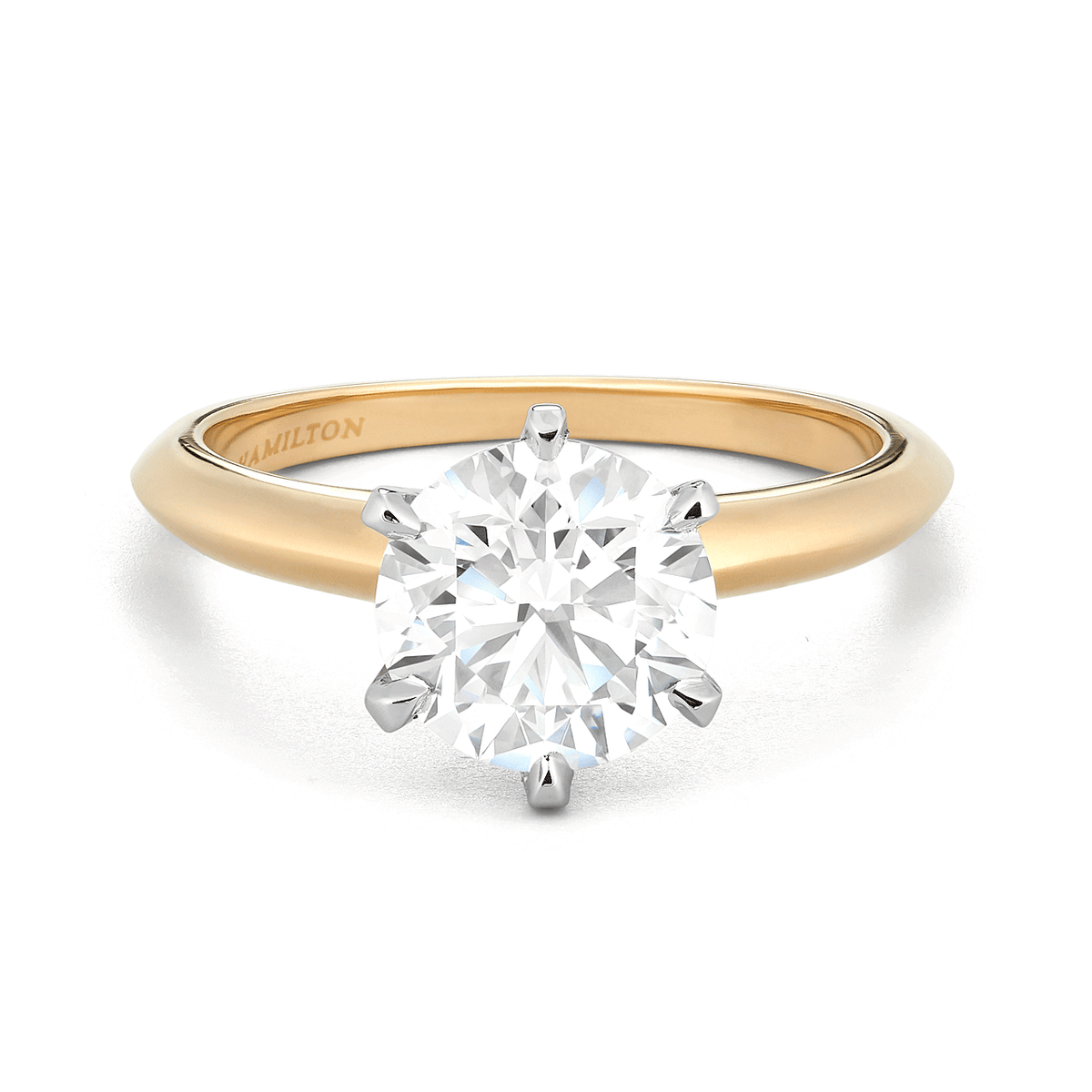 Hamilton Embrace Collection 18k Yellow Gold and Engagement Mounting Ring For Round Diamond